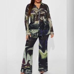 Women’s Brand New with Tags Fashion Nova Gisella Pant Set Black/combo Size 1X